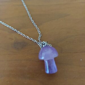 Purple Mushroom Pendant Necklace